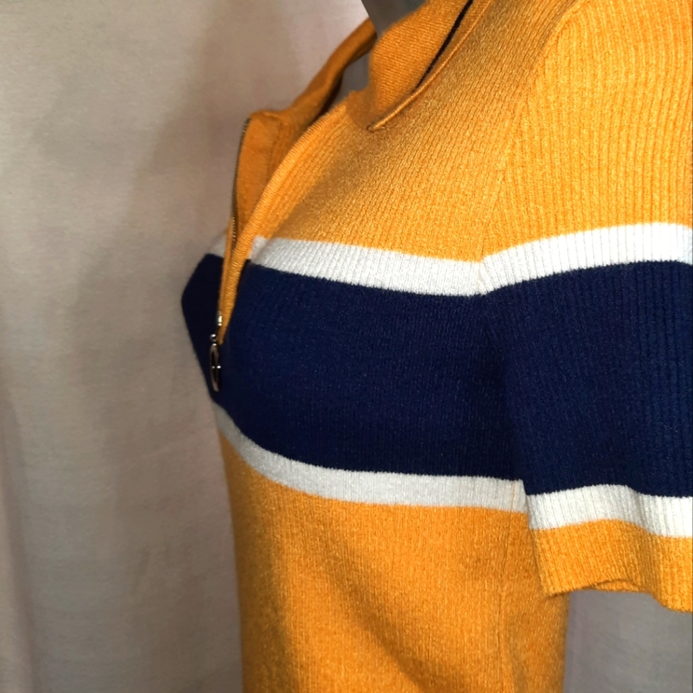 NEW!!! PacSun / Kendall & Kylie / Yellow w/Blue and White Stripes Top - Picture 4 of 7